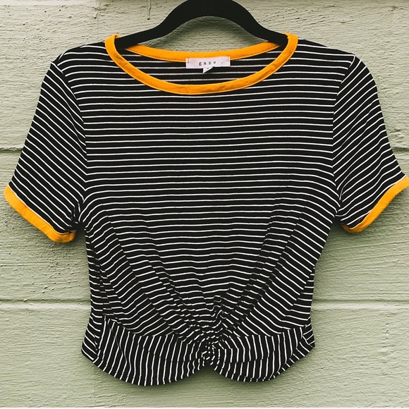 gaze Tops - 25% Off Bundles! Striped Black & White Crop Top